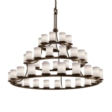 Fusion 45 Light 60" Wide Pillar Candle Style Chandelier with Weave-Patterned Glass Shades