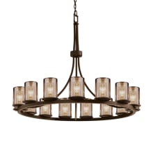 Fusion 15 Light 42" Wide Pillar Candle Style Chandelier with Mercury Glass Shades