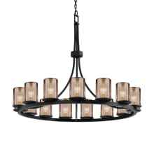 Fusion 15 Light 42" Wide Pillar Candle Style Chandelier with Mercury Glass Shades