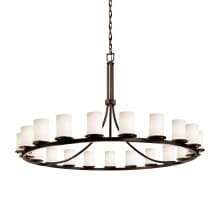 Fusion 21 Light 60" Wide Pillar Candle Style Chandelier with Opal Glass Shades