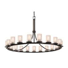Fusion 21 Light 60" Wide LED Chandelier with Flat Rimmed Cylinder Seeded Shades