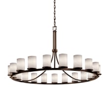 Fusion 21 Light 60" Wide Pillar Candle Style Chandelier with Weave-Patterned Glass Shades