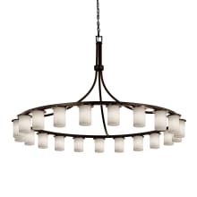 Fusion 21 Light 60" Wide Ring Chandelier with Weave-Patterned Glass Shades