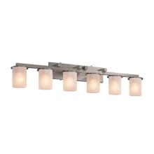 Fusion 6 Light 45" Wide Bathroom Vanity Light with Cylindrical Frosted Crackle Glass Shades