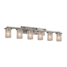 Fusion 6 Light 45" Wide Bathroom Vanity Light with Flat Rimmed Cylinder Shades