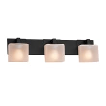 Modular 3 Light 27" Wide Vanity Light with Rectangular Frosted Crackle Glass Shades