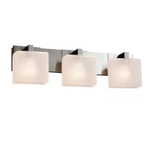 Modular 3 Light 27" Wide Integrated LED Vanity Light with Rectangular Frosted Crackle Glass Shades