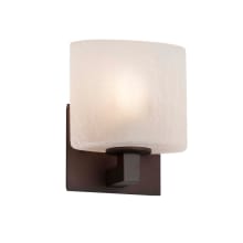 Modular Single Light 7-3/4" Tall Integrated LED Wall Sconce with Frosted Crackle Oval Shade