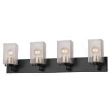 Fusion 4 Light 34" Wide Bathroom Vanity Light with Flat Rimmed Square Seeded Shades