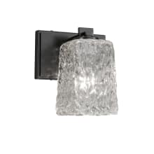 Veneto Luce 8" Tall Bathroom Sconce with Clear Textured Rippled Rim Square Shade from the Era Series