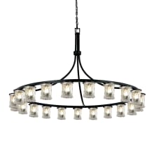 Veneto Luce 21 Light 60" Wide Ring Chandelier with Clear Rippled Glass Shades
