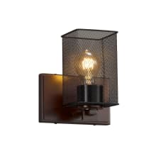 Wire Mesh 8" Tall Bathroom Sconce with Flat Rimmed Square Shade