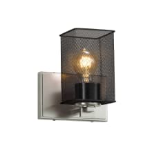 Wire Mesh 8" Tall Bathroom Sconce with Flat Rimmed Square Shade