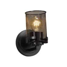 Wire Mesh Single Light 5" Wide Bathroom Sconce with Black Wire Mesh Shade