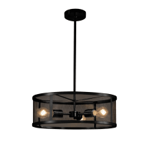 Wire Mesh 3 Light 18" Wide Cage Pendant with Black Wire Mesh Shade