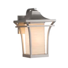Summit Single Light 16-1/2" Tall Integrated LED Outdoor Wall Sconce with Waves Patterned Faux Porcelain Shade