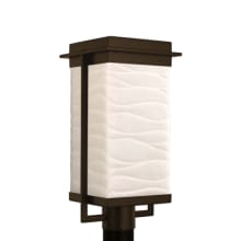 Pacific 18" Tall Integrated LED Outdoor Single Head Post Light - with Waves Porcelina Shade