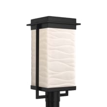 Pacific 18" Tall Integrated LED Outdoor Single Head Post Light - with Waves Porcelina Shade