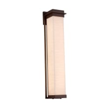Pacific Single Light 24" Tall Integrated LED Outdoor Wall Sconce with Waves Patterned Faux Porcelain Shade