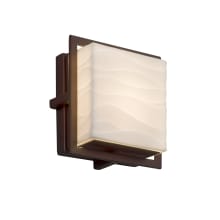 Porcelina Single Light 6-1/2" High Integrated 3000K LED Outdoor Wall Sconce with Wavy Faux Porcelain Resin Shade - ADA Compliant
