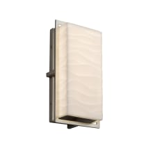 Porcelina Single Light 12" High Integrated 3000K LED Outdoor Wall Sconce with Wavy Faux Porcelain Resin Shade - ADA Compliant