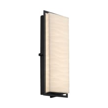 Porcelina Single Light 18" High Integrated 3000K LED Outdoor Wall Sconce with Wavy Faux Porcelain Resin Shade - ADA Compliant
