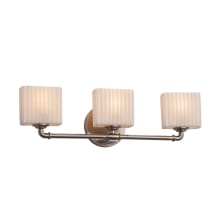 Bronx 3 Light 25-1/4" Wide Vanity Light with Pleated Impressions Rectangular Shades
