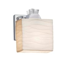 Ardent Single Light 7" Tall Wall Sconce with Faux Porcelain Waves Patterned Rectangular Shade