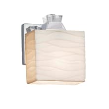 Ardent Single Light 7" Tall Integrated LED Wall Sconce with Waves Patterned Faux Porcelain Rectangular Shade