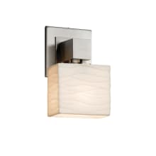 Porcelina 9" Tall LED Wall Sconce with Rectangle Waves Shade - No Arms