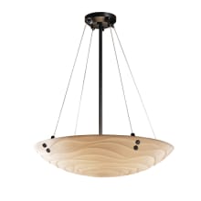 Porcelina 51" Wide LED Round Pendant with Waves Shade and Cylindrical Finials