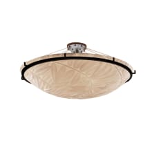 Porcelina 8 Light 51" Wide Round Semi-Flush Bowl Ceiling Fixture with Bamboo Shades