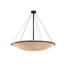 Porcelina 63" Wide LED Round Pendant with Bamboo Shade