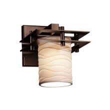 Limoges 1 Light Wall Sconce with Cylindrical Shade with Flat Rim and Wave Shade Impression