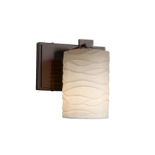 Limoges 7" Tall LED Wall Sconce with Flat Rimmed Cylinder Waves Shade from the Era Series