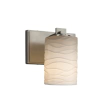 Limoges 7" Tall Wall Sconce with Flat Rimmed Cylinder Waves Shade from the Era Series