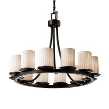 Limoges 12 Light 1 Tier Chandelier with Fossil Leaf Shade