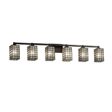 Wire Glass Single Light 49" Wide Integrated 3000K LED Bathroom Vanity Light with Gridded Clear Bubble Blown Glass Shade with Wire Cage