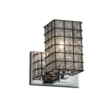 Wire Glass 8" Tall LED Bathroom Sconce with Flat Rimmed Square Shade