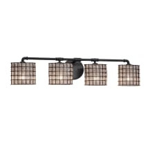Bronx 4 Light 36" Wide Vanity Light with Wire Cage and Clear Blown Glass Shades