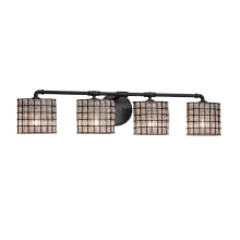 Bronx 4 Light 36" Wide Integrated LED Vanity Light with Wire Cage and Clear Blown Glass Shades