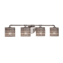 Bronx 4 Light 36" Wide Vanity Light with Wire Cage and Clear Blown Glass Shades