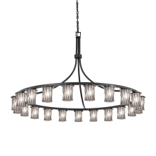 Dakota 21 Light 60" Wide Ring Chandelier with Swirled Wire Cage and Opal Glass Shades