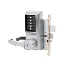 Right Handed Mechanical Pushbutton Mortise Lock with Leverset and Deadbolt from the Simplex 8100 Series Less Core