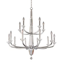 Palermo 15 Light 36" Wide Taper Candle Style Chandelier with Firenze Crystal