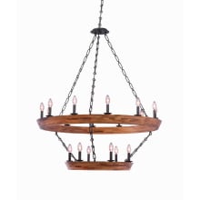Lansdale 18 Light 42" Wide Wrought Iron Ring Chandelier
