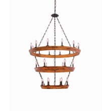 Lansdale 24 Light 42" Wide Wrought Iron Ring Chandelier