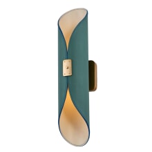 Cape 20" Tall LED Wall Sconce with Green Leather Shade