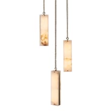 Vertical 18" Wide LED Multi Light Pendant with Alabaster Shades