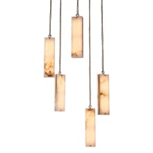 Vertical 28" Wide LED Multi Light Pendant with Alabaster Shades